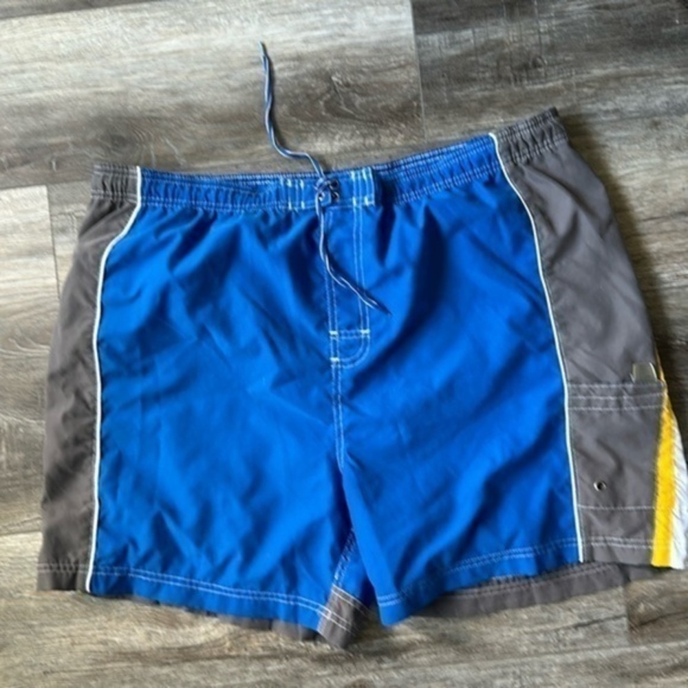 Sand N Sun shorts men's swim shorts blue gray yellow size 36-38